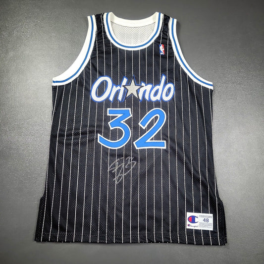 100% Authentic Shaquille O'Neal Signed Vintage Champion Magic Jersey 48 XL
