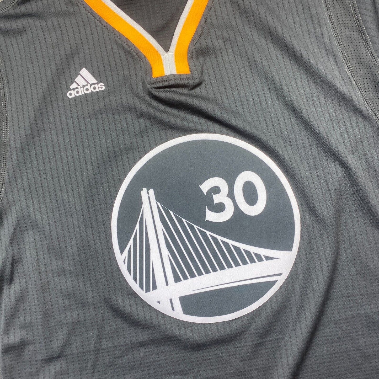 100% Authentic Stephen Curry Adidas Warriors Slate Sleeve Jersey Size L Mens