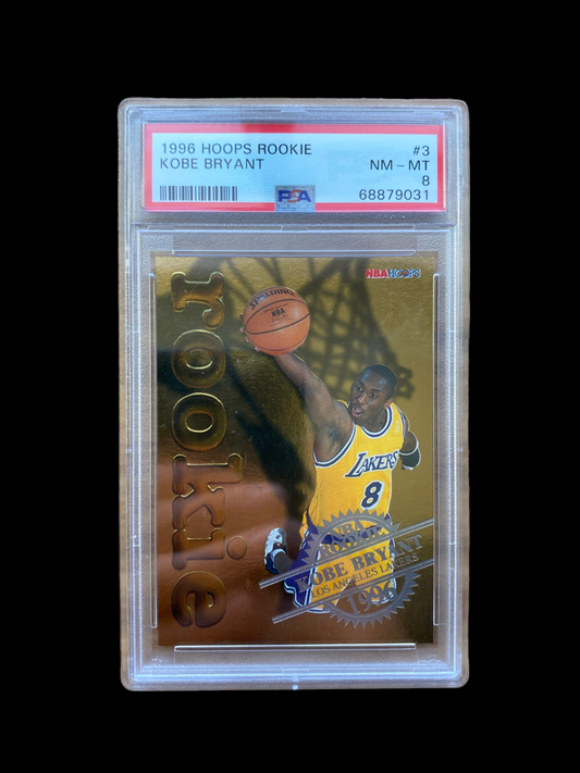 100% Authentic Kobe Bryant 1996 Hoops Rookie #3 PSA 8 NM-M Lakers Card