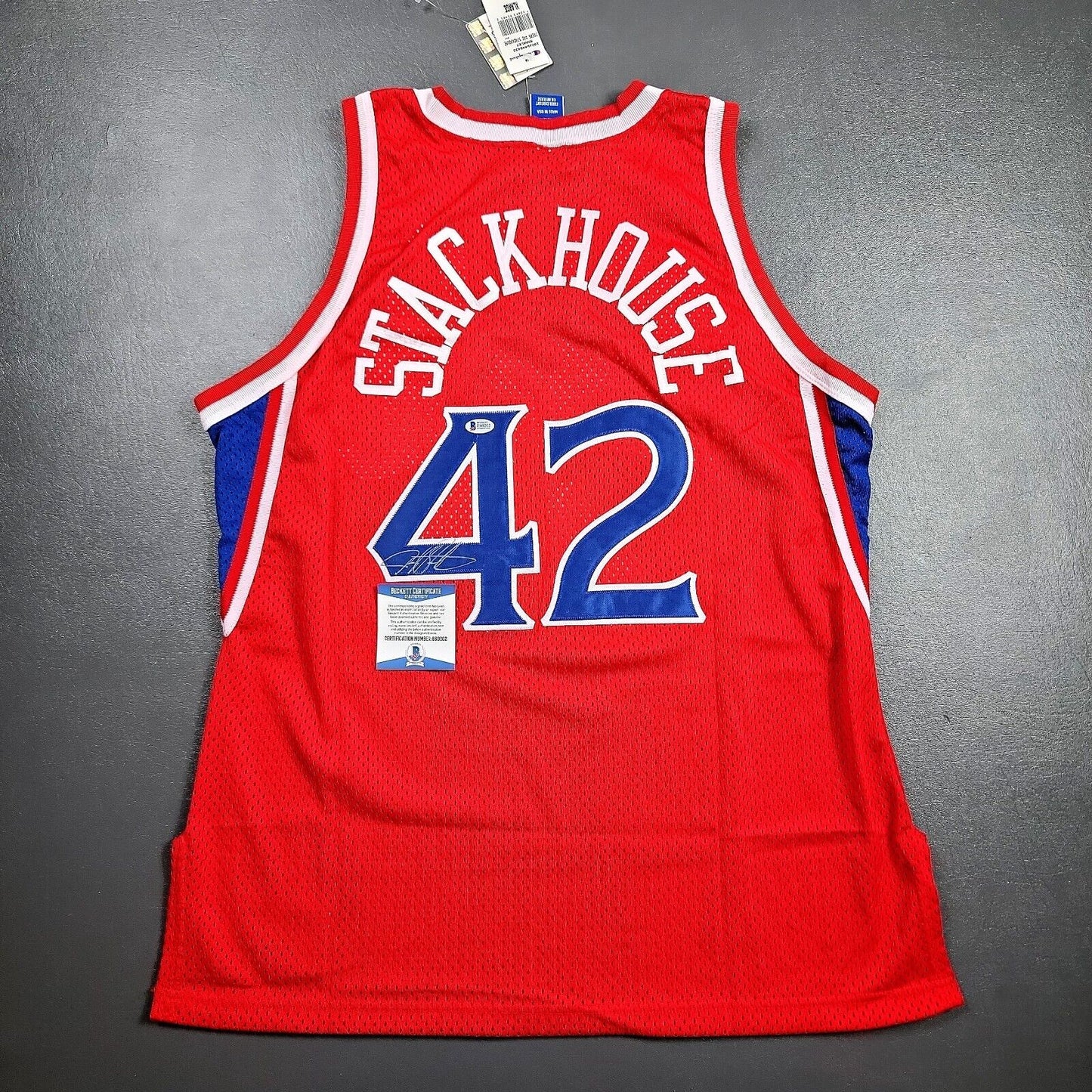 100% Authentic Jerry Stackhouse Signed Vintage Champion 96 97 Sixers Jersey COA