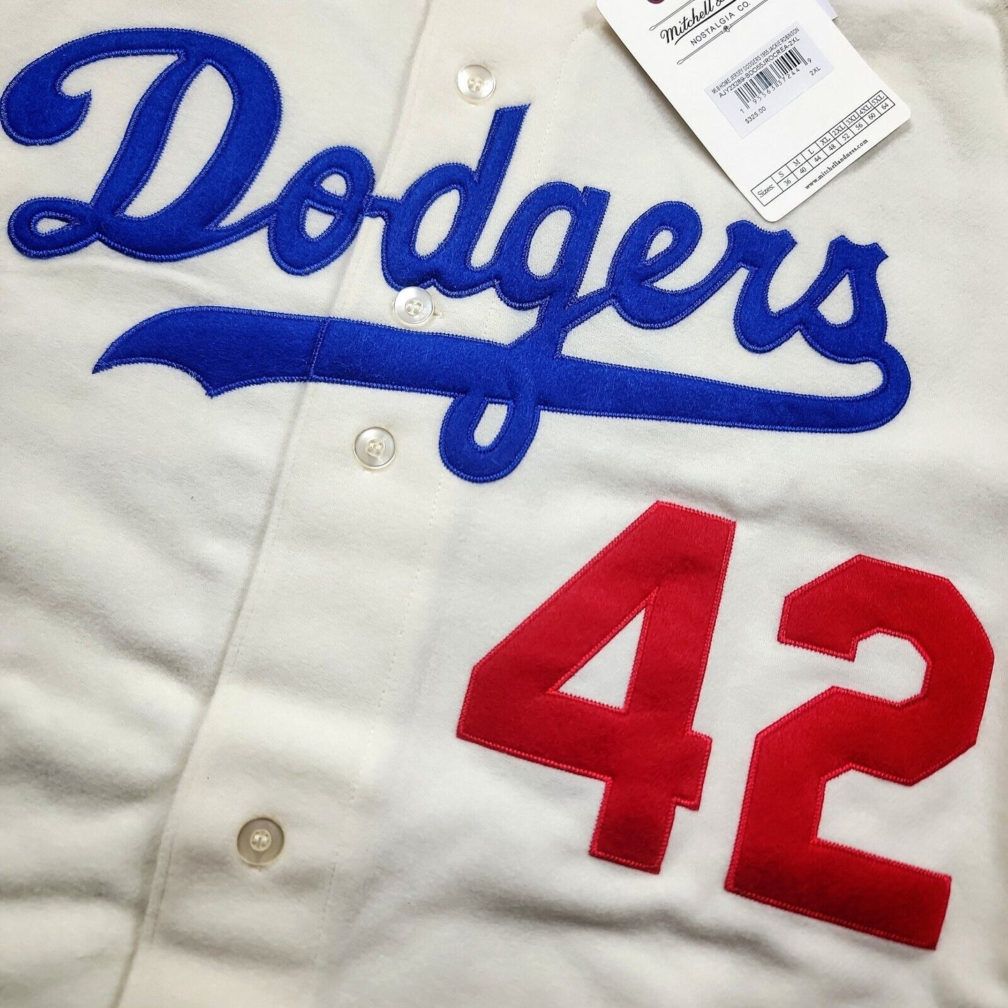 100% Authentic Jackie Robinson Mitchell Ness 1955 Dodgers Jersey Size 52 2XL Men