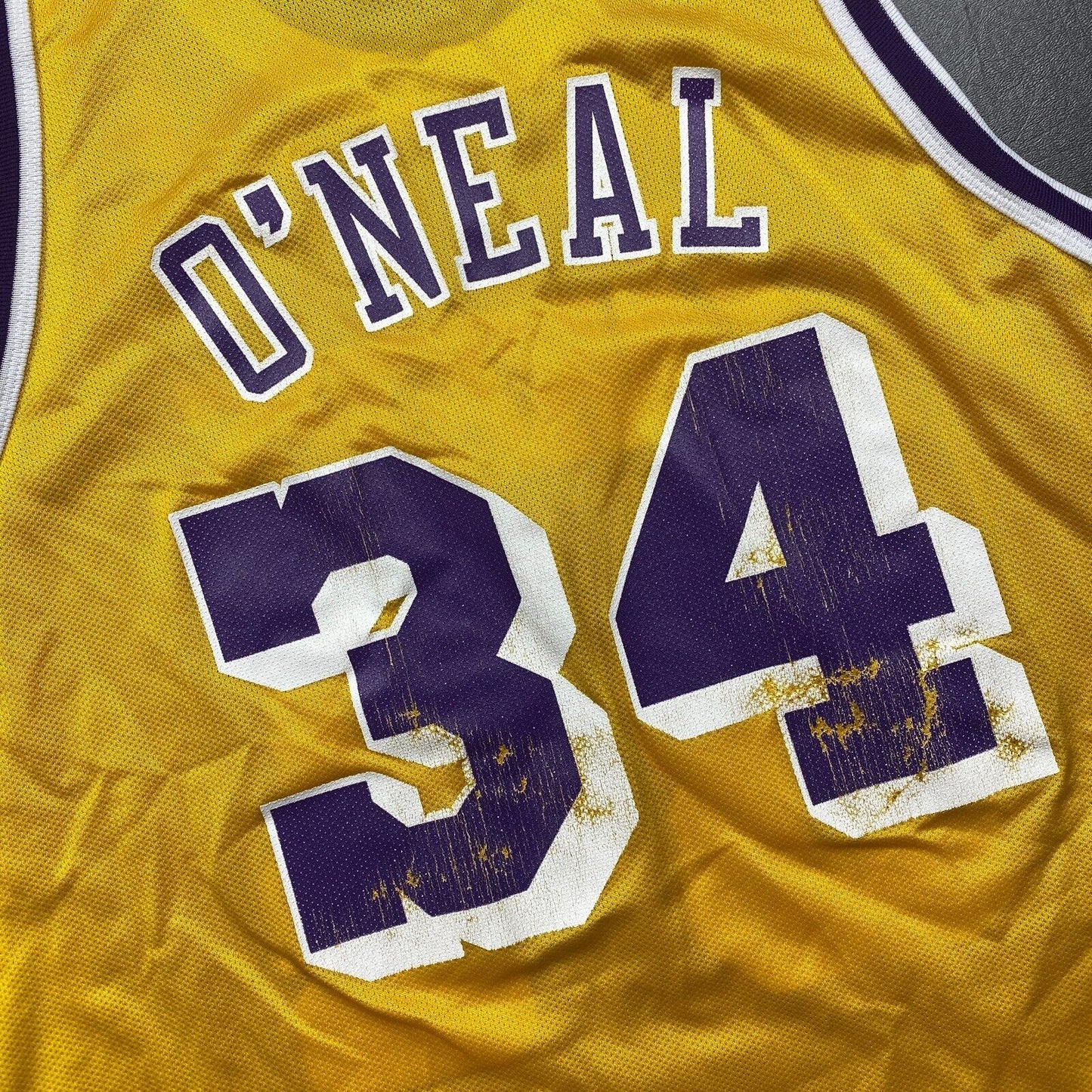 100% Authentic Shaquille O'Neal Vintage Champion Lakers Jersey Size 48 L XL Mens