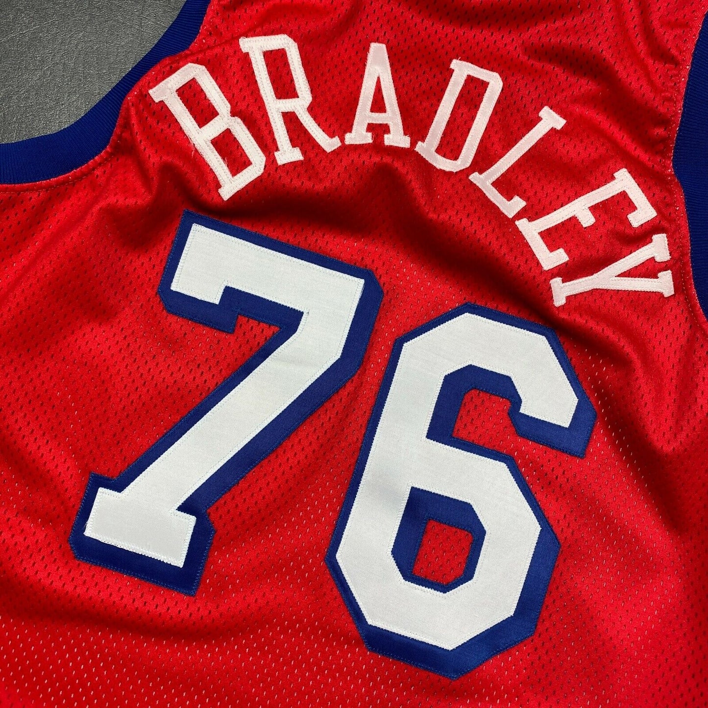 100% Authentic Shawn Bradley Signed Vintage Champion 92 93 Sixers Pro Cut Jersey