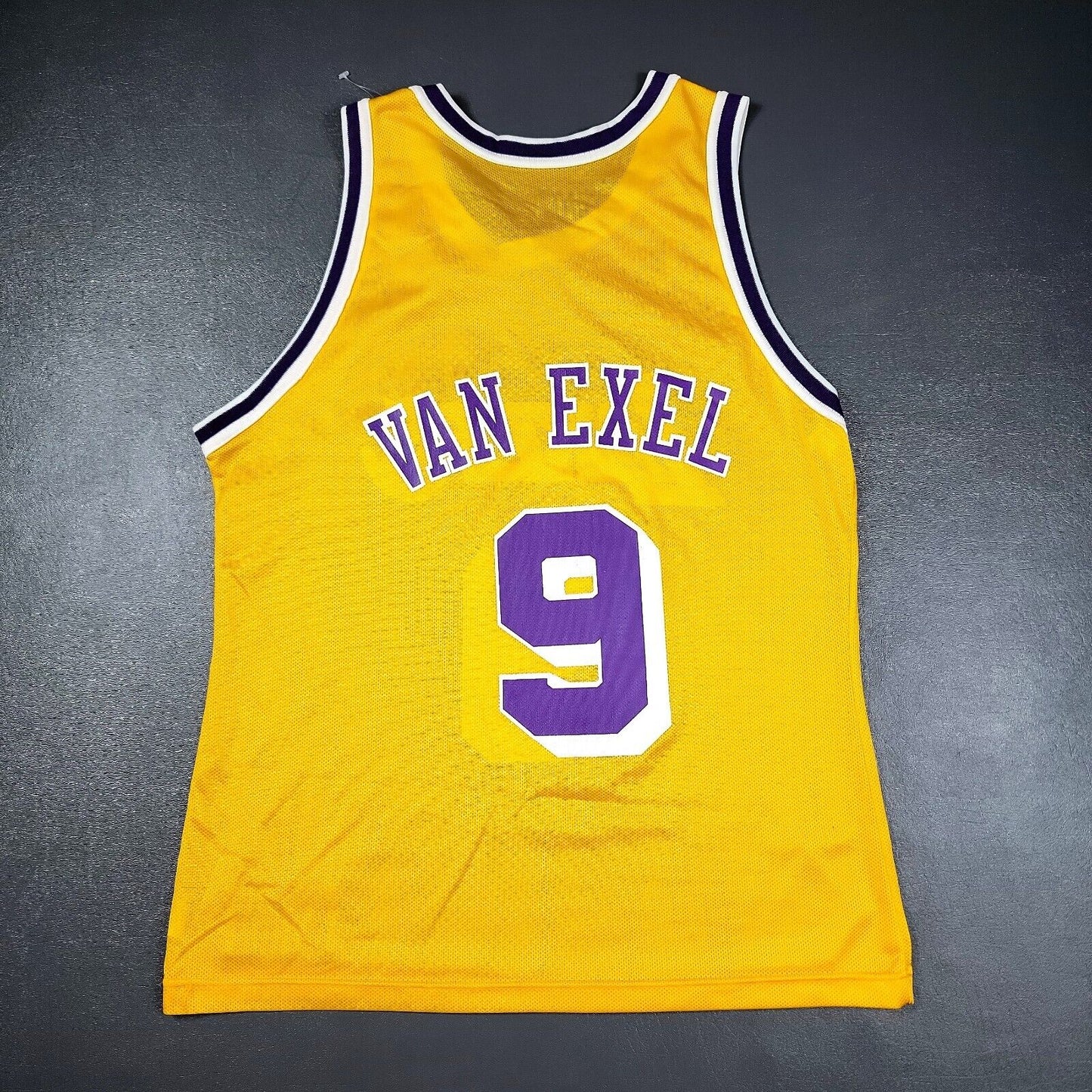 100% Authentic Nick Van Exel Vintage Champion Lakers Jersey Size 44 M L Mens