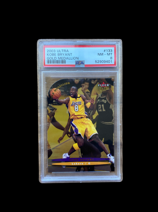 100% Authentic Kobe Bryant 2003 Ultra Gold Medallion #133 PSA 8 NM-M Lakers Card