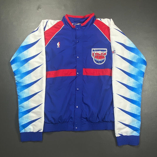 100% Authentic Mitchell & Ness Champion New Jersey Nets Warm Up Jacket Size L 44