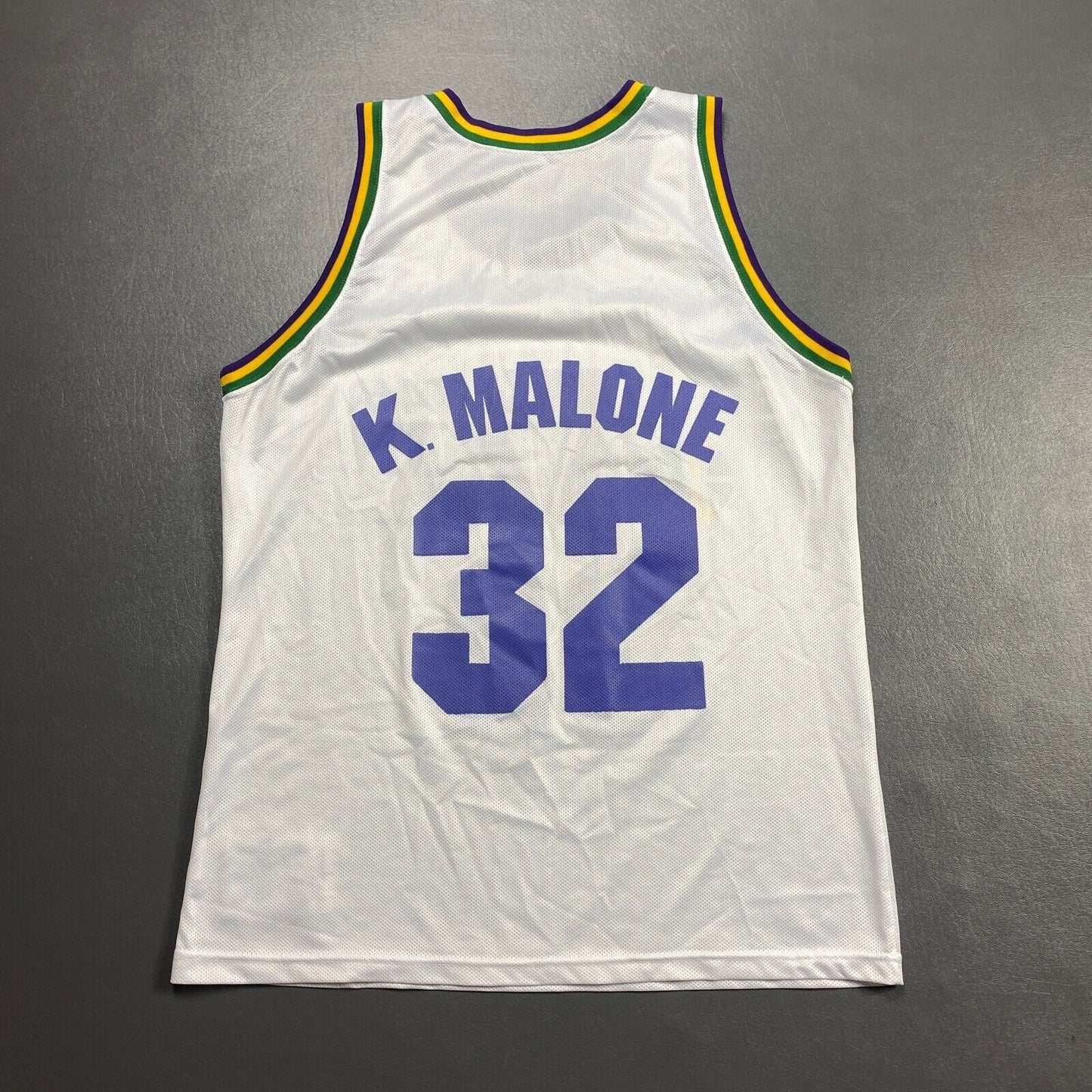 100% Authentic Karl Malone Vintage Champion Jazz Jersey Size 44 M L Mens