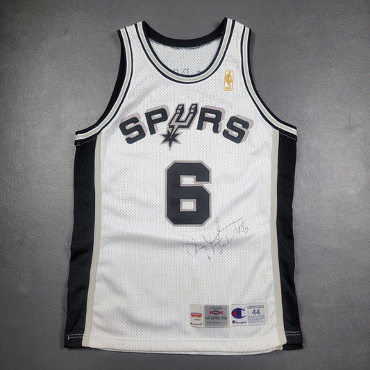 100% Authentic Avery Johnson Vintage Champion Signed Spurs Pro Cut Game Jersey