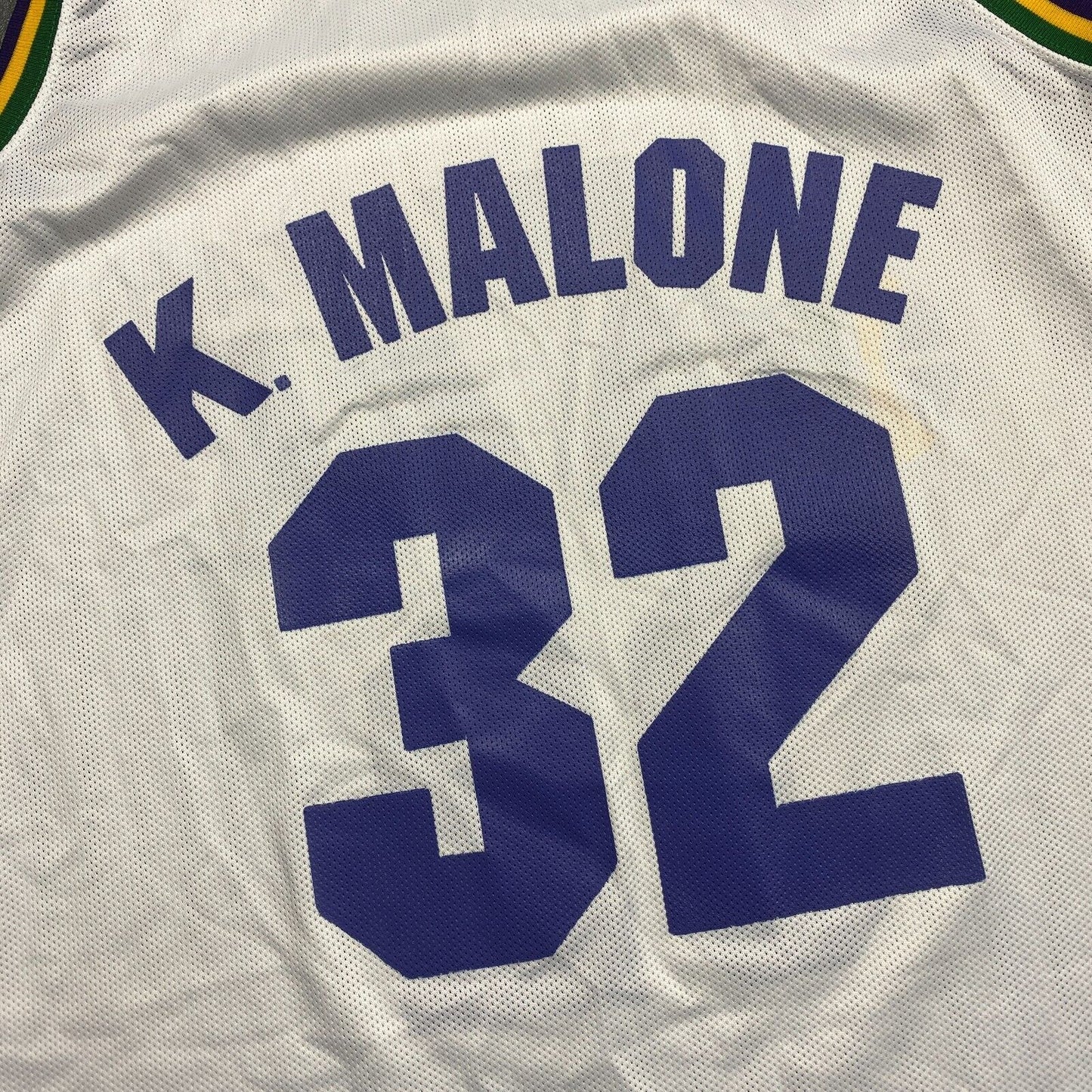 100% Authentic Karl Malone Vintage Champion Jazz Jersey Size 44 M L Mens
