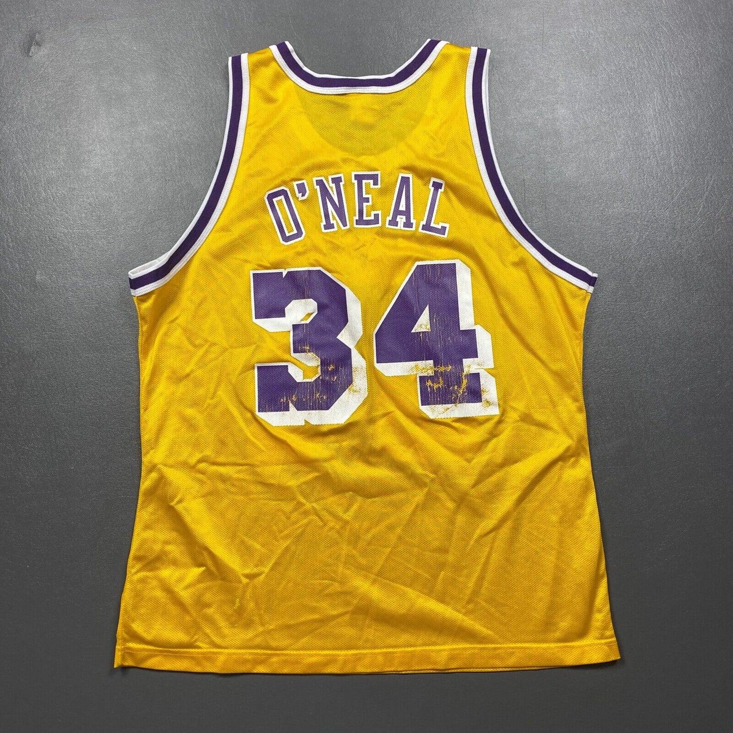 100% Authentic Shaquille O'Neal Vintage Champion Lakers Jersey Size 48 L XL Mens