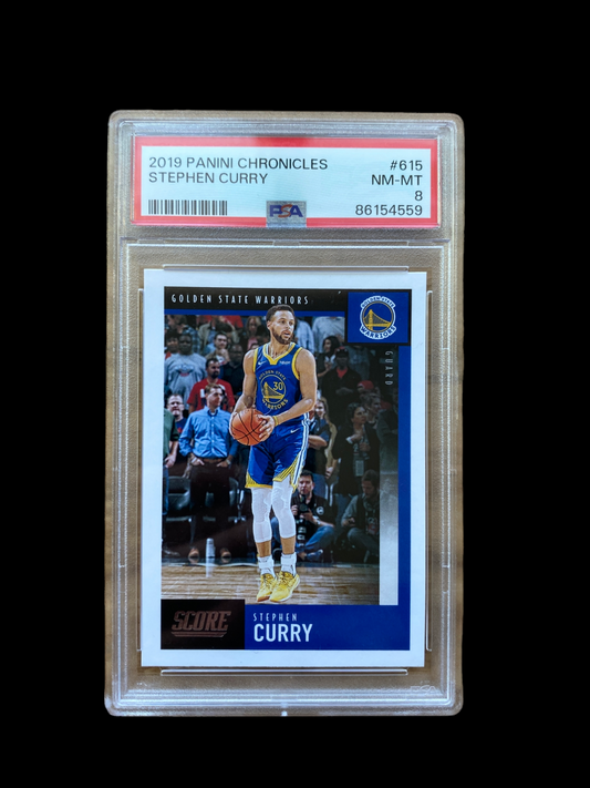 100% Authentic Stephen Curry 2019 Panini Chronicles #615 PSA 8 NM-MT