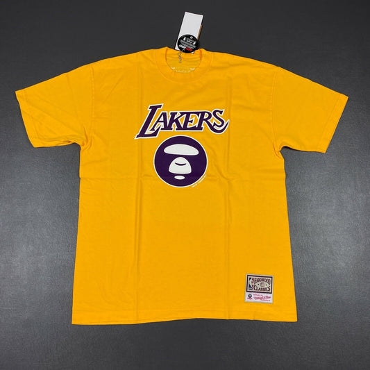 100% Authentic Aape x Mitchell Ness Lakers T Shirt S 36 Lebron James Kobe bape