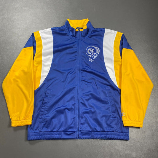 100% Authentic Los Angeles Rams Vintage Starter Zip Jacket Size 2XL Mens