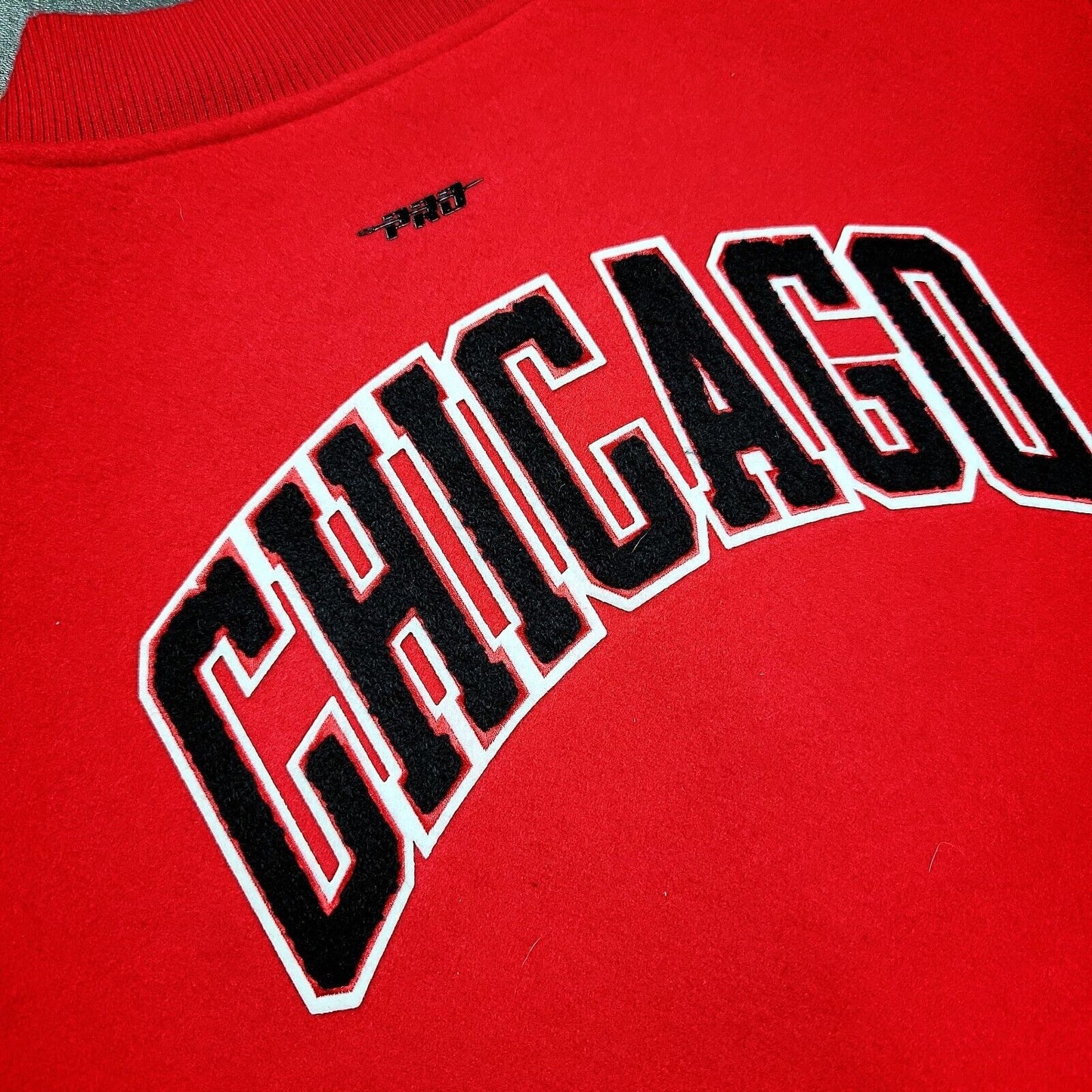 100% Authentic Pro Standard Chicago Bulls Varsity Wool Leather Jacket XL Womens