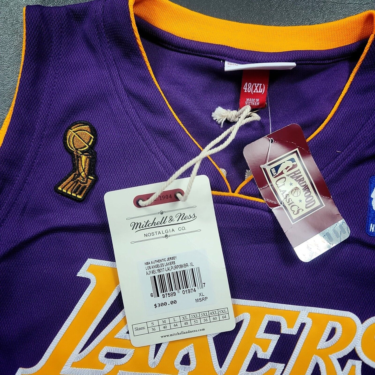 100% Authentic Kobe Bryant Mitchell Ness 08 2009 Finals Lakers Jersey Size 48 XL