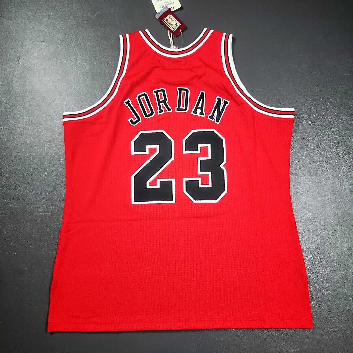 100% Authentic Michael Jordan Mitchell Ness 96 97 Flu Game Bulls Jersey 52 2XL