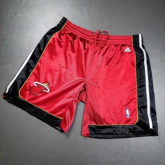 100% Authentic Adidas Miami Heat Shorts Size 38 XL Mens - wade lebron