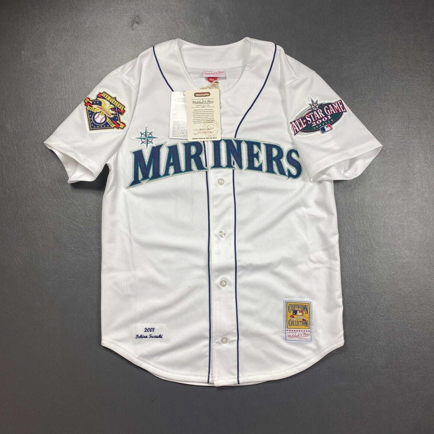 100% Authentic Ichiro Suzuki Mitchell Ness 2001 All Star Mariners Jersey 40 M