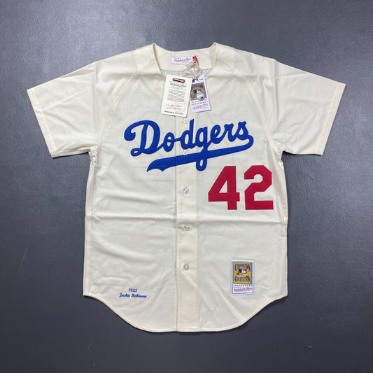 100% Authentic Jackie Robinson Mitchell Ness 1955 Dodgers Jersey Size 48 XL Men