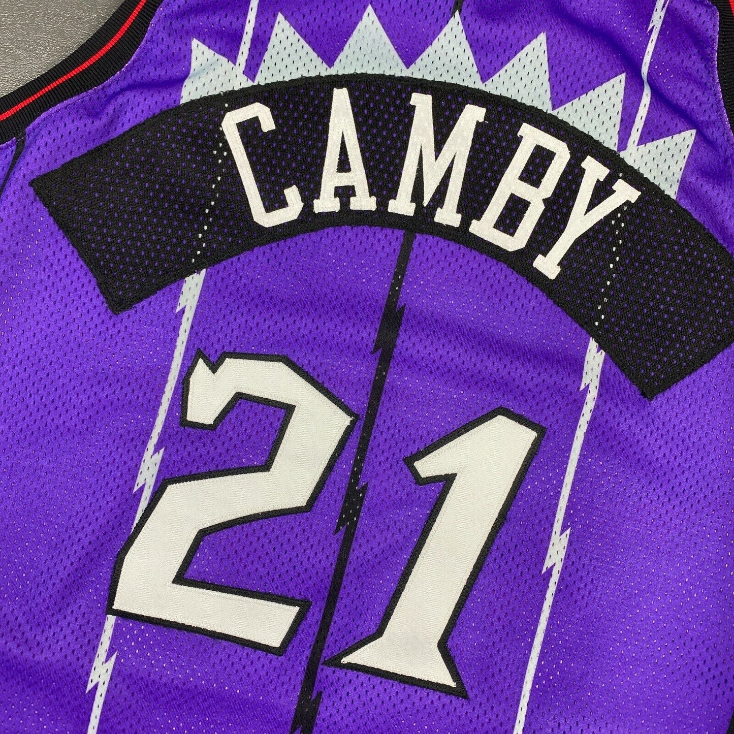 100% Authentic Marcus Camby Vintage Champion 96 97 Raptors Pro Cut Jersey 48+4"