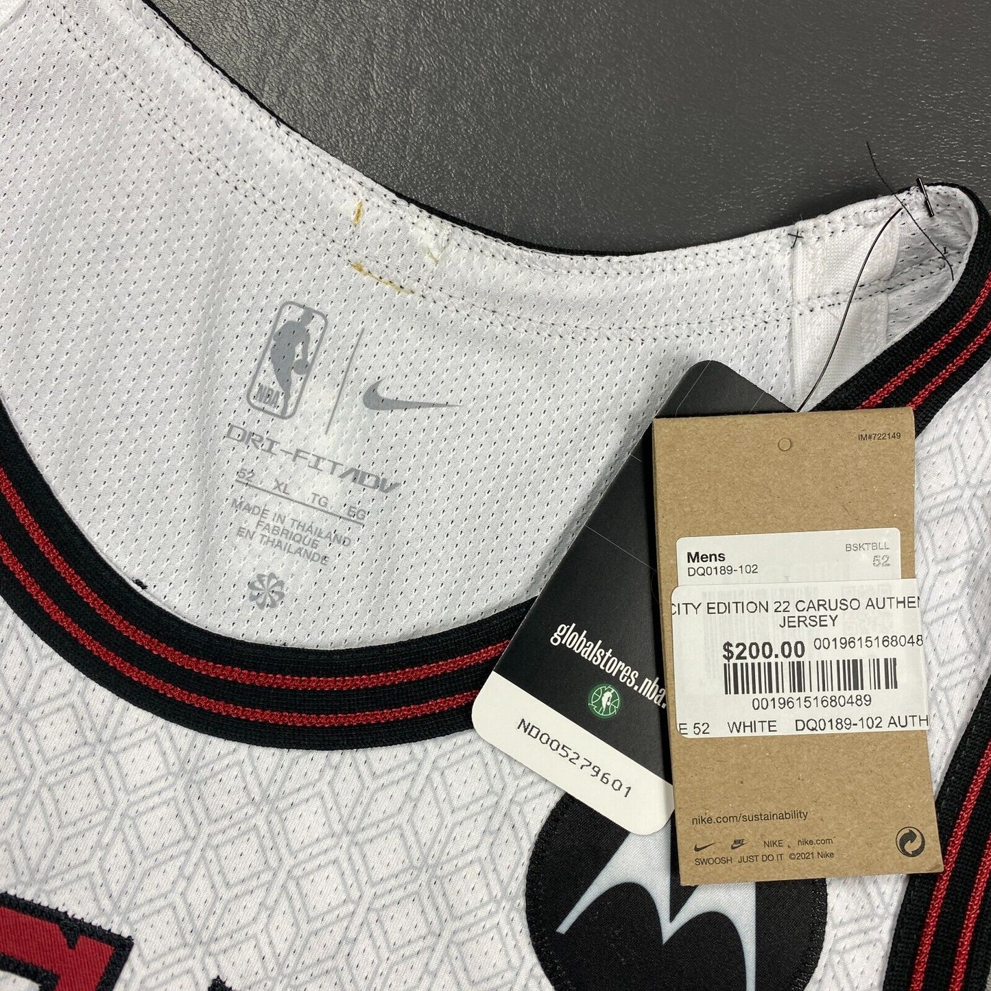 100% Authentic Alex Caruso Nike Bulls City Edition Jersey Size 52 XL Motorola