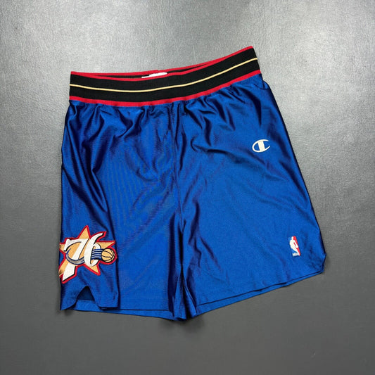 100% Authentic Philadelphia 76er Vintage Champion Shorts Size 38 L Iverson