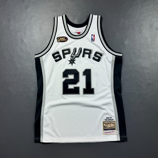 100% Authentic Tim Duncan Mitchell Ness 98 99 NBA Finals Jersey Size 44 L Mens