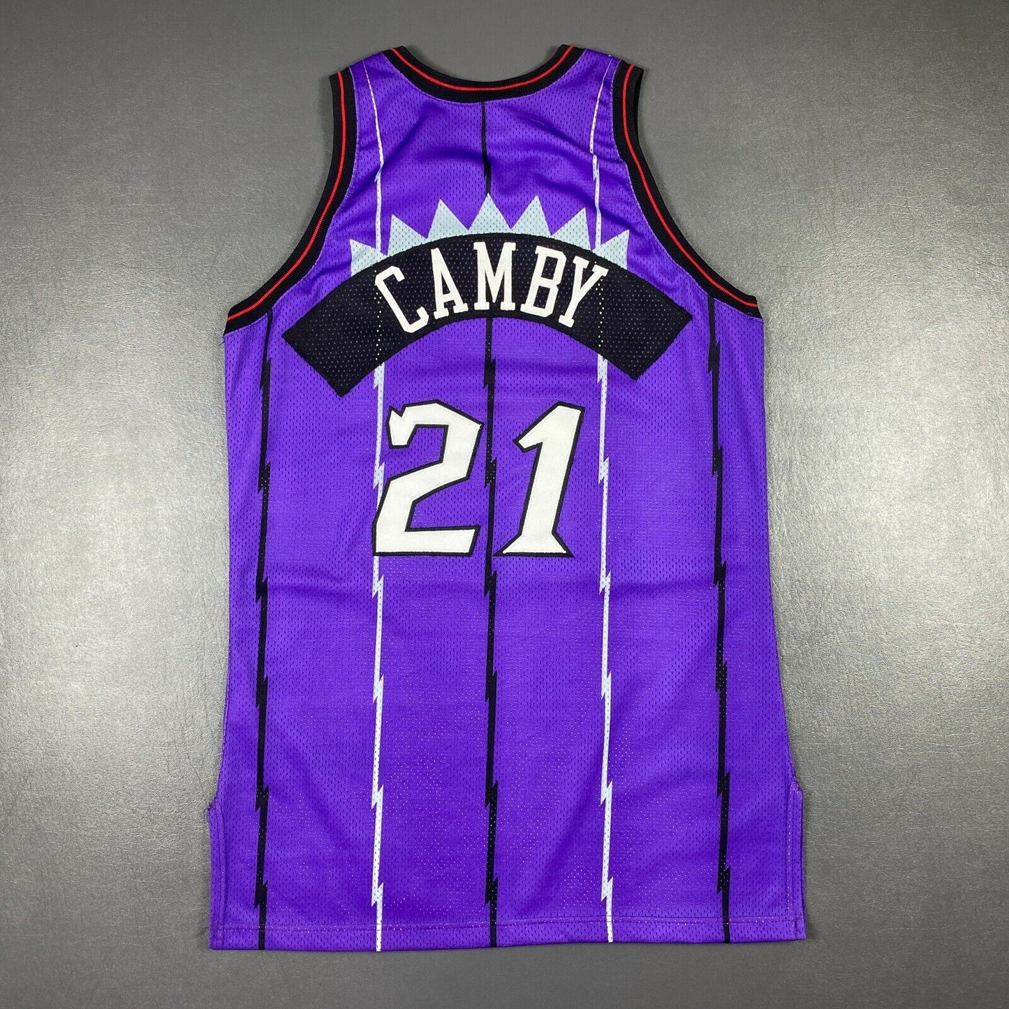 100% Authentic Marcus Camby Vintage Champion 96 97 Raptors Pro Cut Jersey 48+4"