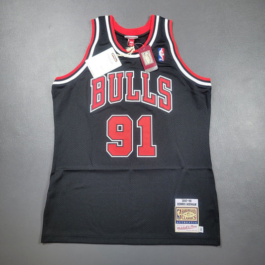 100% Authentic Dennis Rodman Mitchell Ness 97 98 Bulls Jersey Size 44 L Mens
