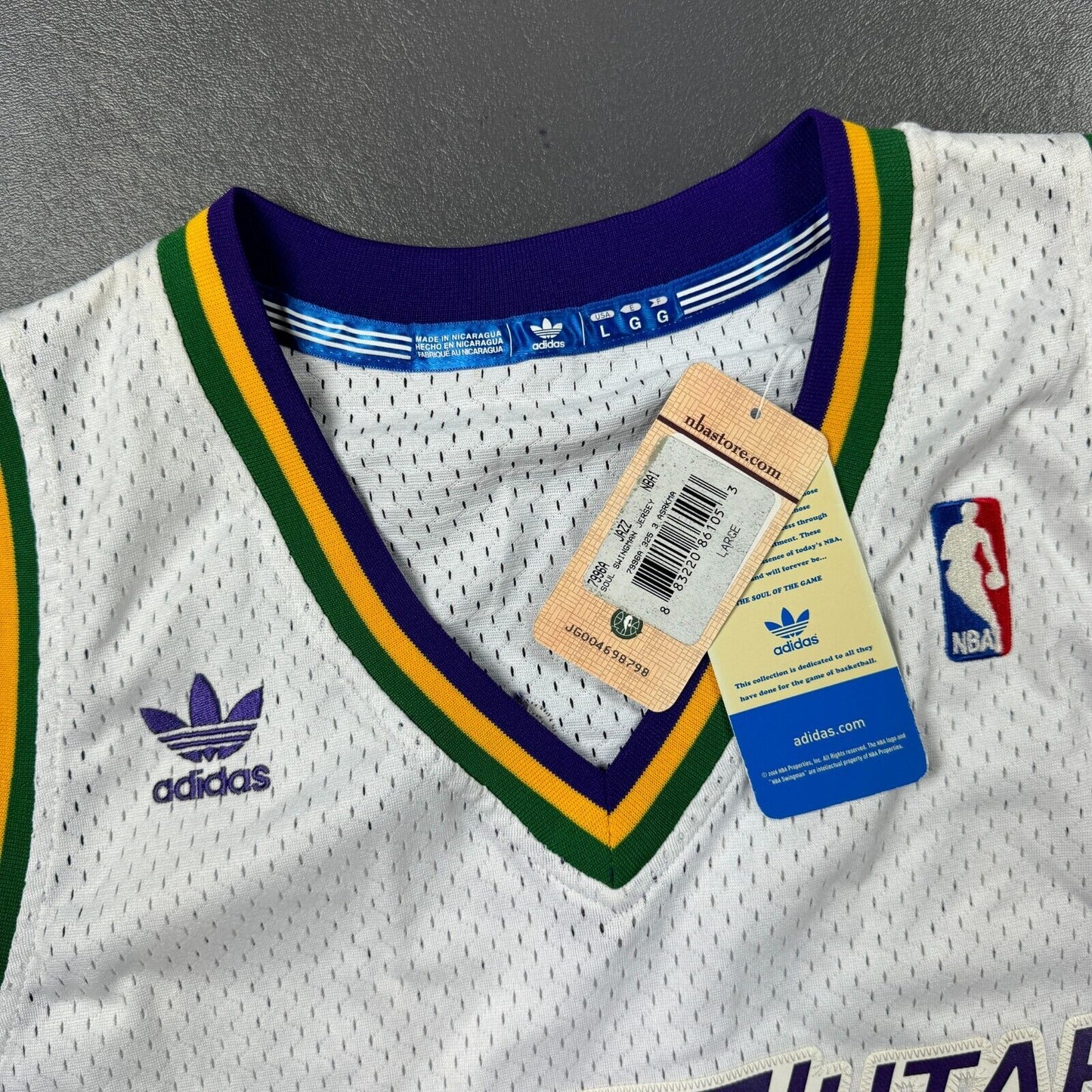 100% Authentic Karl Malone Vintage Adidas 85 86 Utah Jazz Jersey Size L Mens