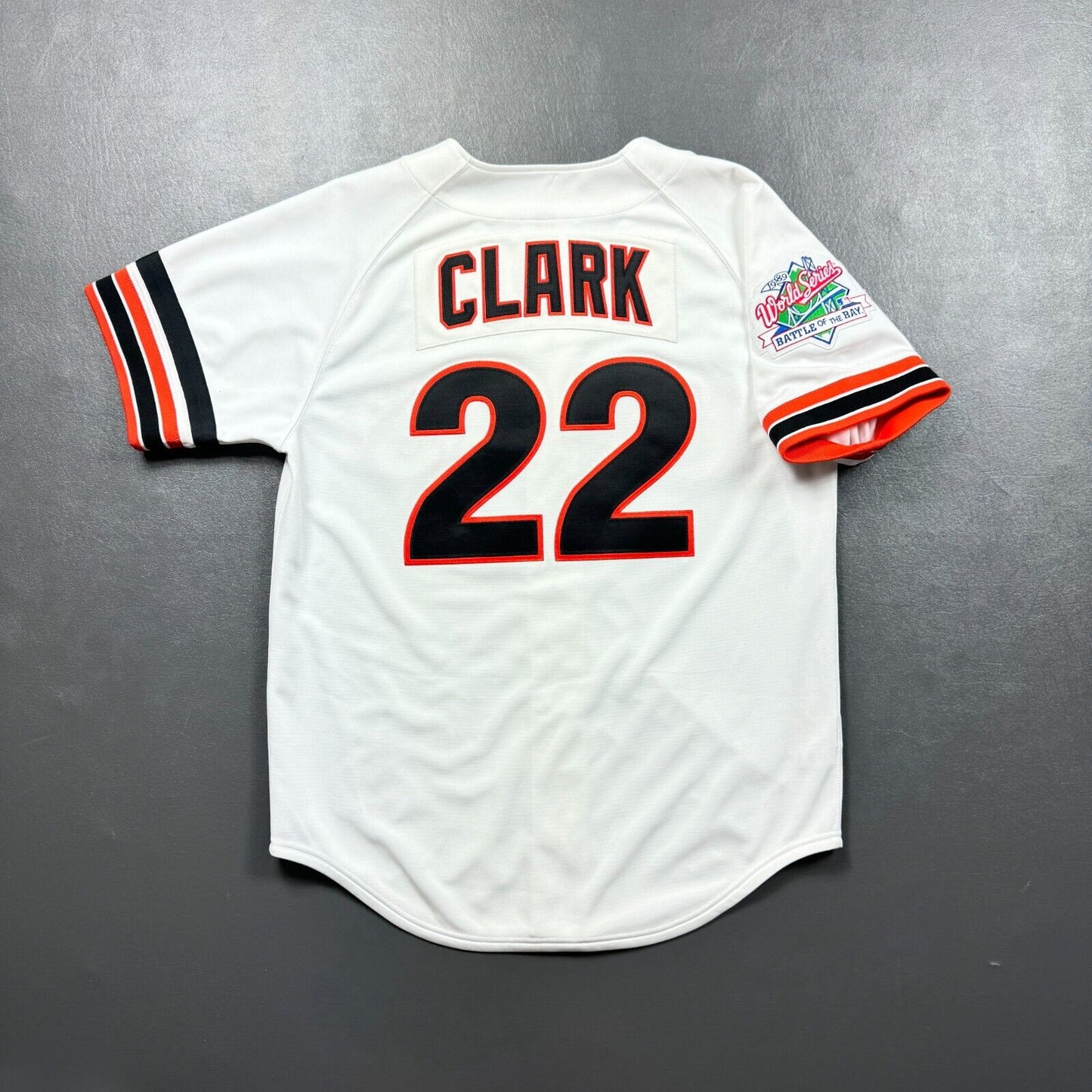 100% Authentic Will Clark Mitchell & Ness 1989 World Series Giants Jersey 44 L