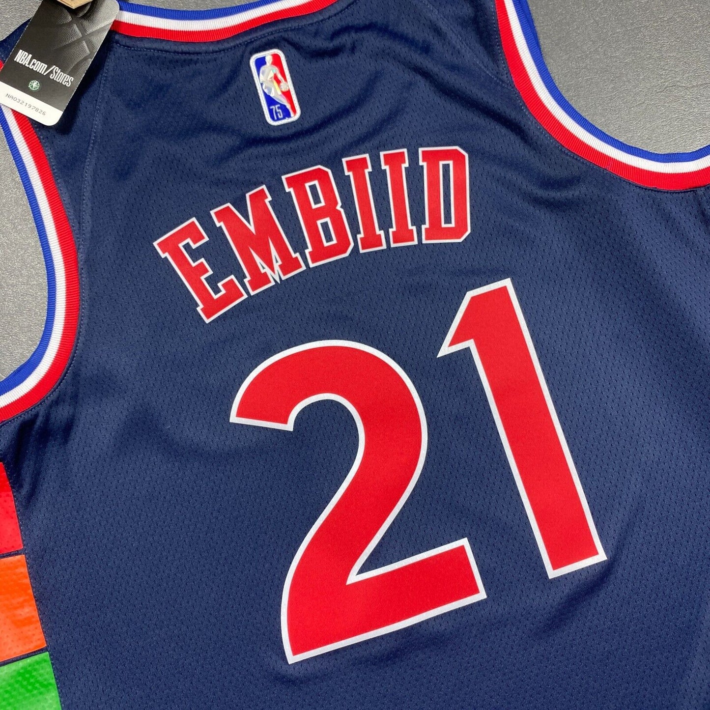 100% Authentic Joel Embiid Nike Sixers City Edition Swingman Jersey Size 48 L