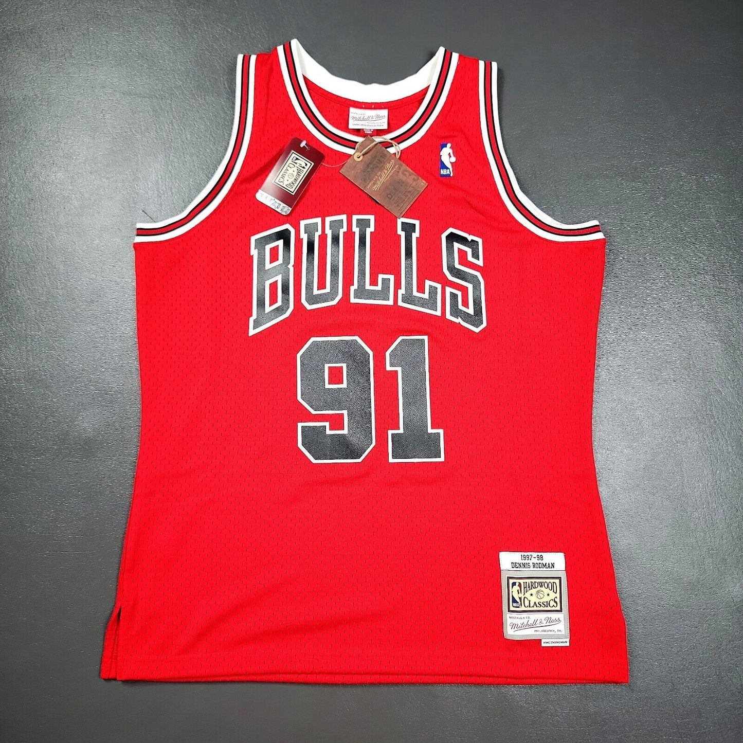 100% Authentic Dennis Rodman Mitchell Ness 97 98 Bulls Jersey Size S 36 Mens