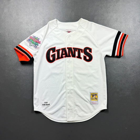 100% Authentic Will Clark Mitchell & Ness 1989 World Series Giants Jersey 44 L