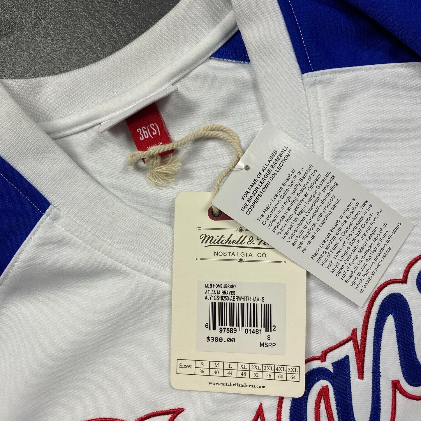 100% Authentic Hank Aaron Mitchell & Ness 1974 Atlanta Braves Jersey Size 36 S