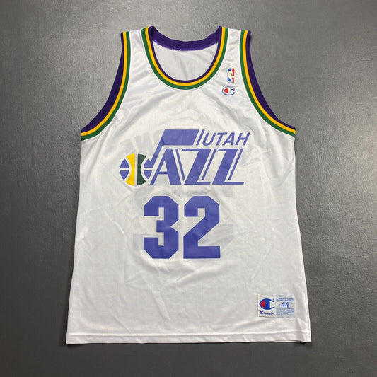 100% Authentic Karl Malone Vintage Champion Jazz Jersey Size 44 M L Mens