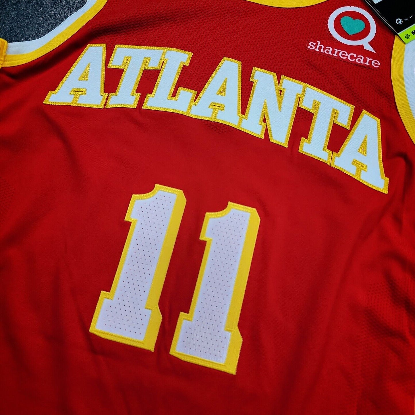 100% Authentic Trae Young Nike Hawks Icon Edition Jersey 44 M ShareCare Patch