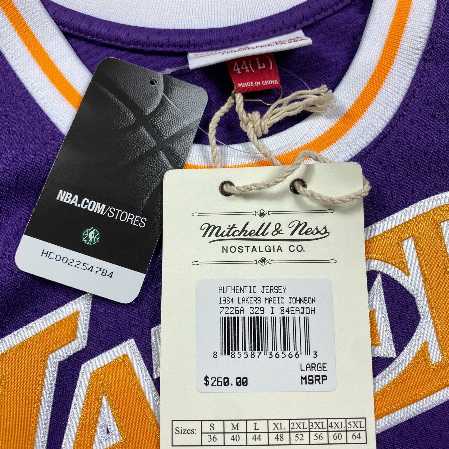100% Authentic Magic Johnson Mitchell & Ness 84 85 Lakers Jersey Size 44 L Mens