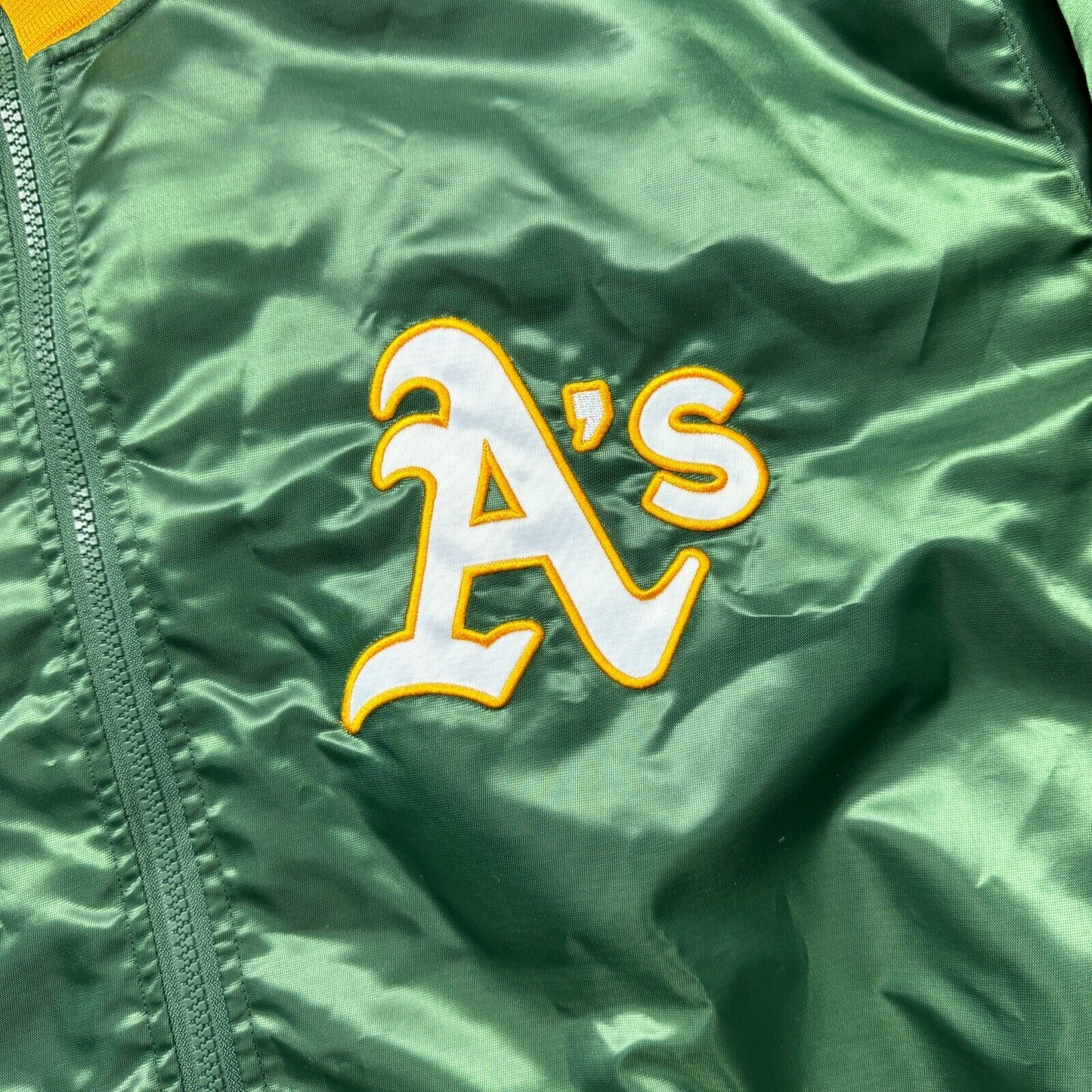 100% Authentic Oakland Athletics Vintage Starter Satin Zip Jacket Size 3XL Mens