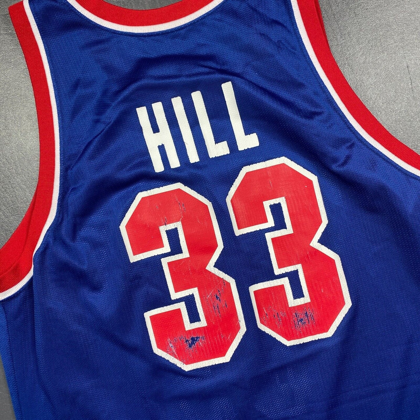 100% Authentic Grant Hill Vintage Champion Pistons Jersey Size 48 L XL Mens