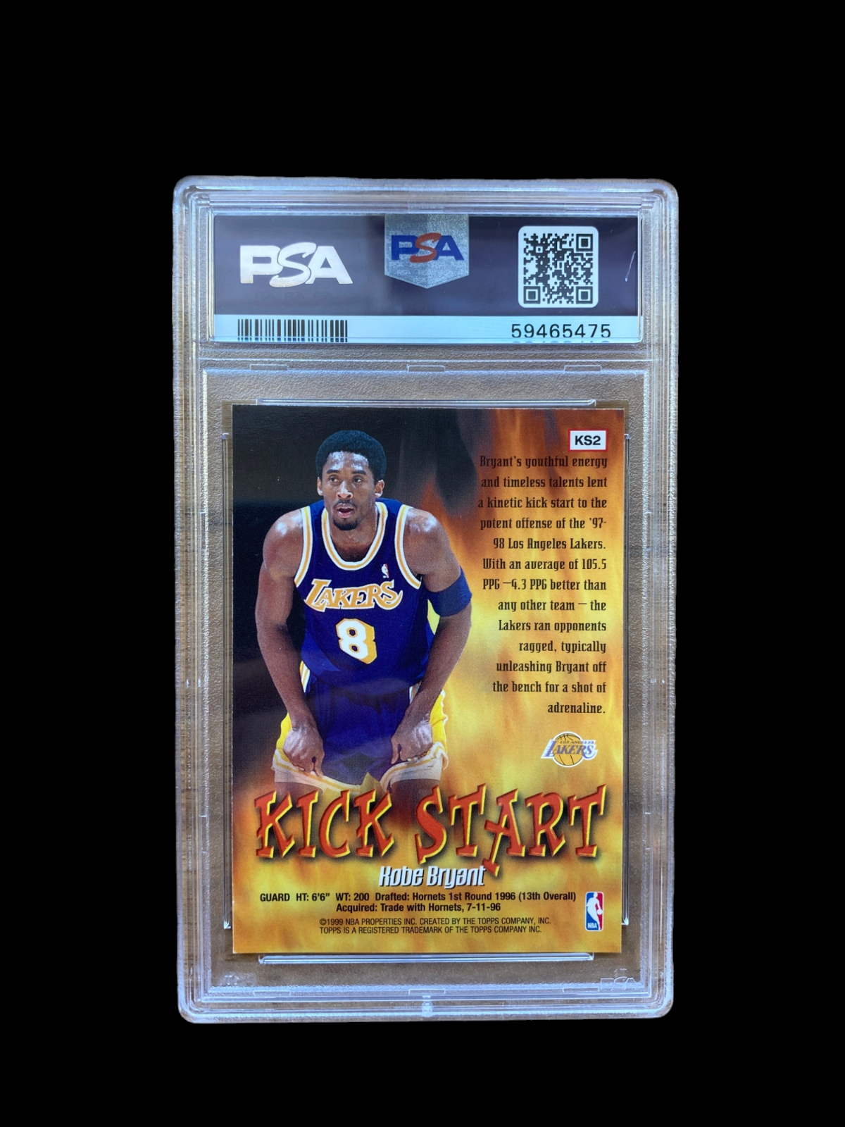 100% Authentic Kobe Bryant 1998 Topps Kick Start #KS2 PSA 9 Mint
