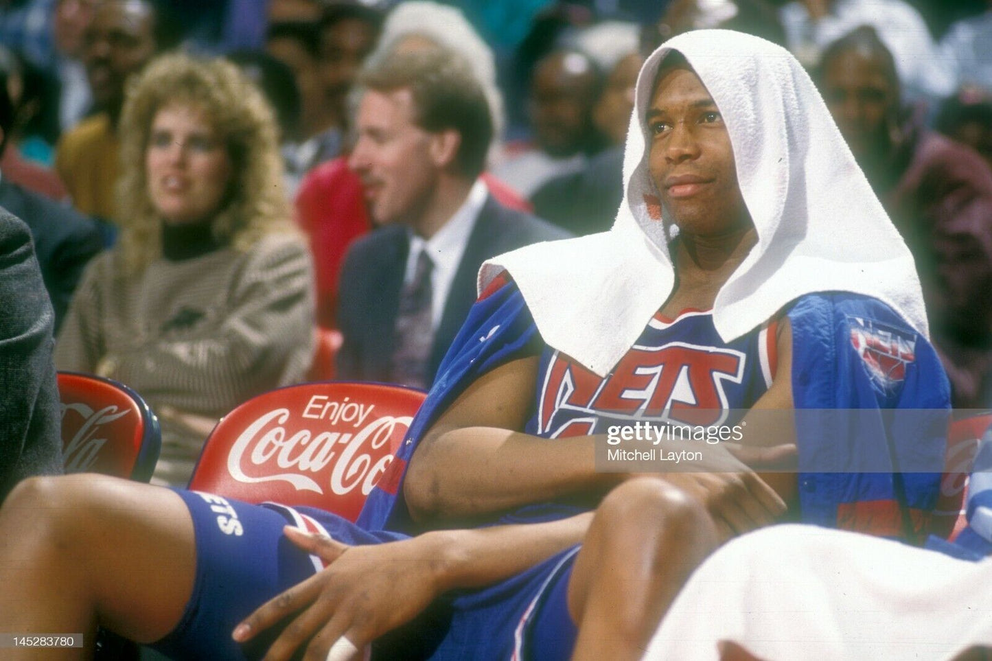 100% Authentic Derrick Coleman Vintage Champion 91 Nets Pro Cut Game Jersey