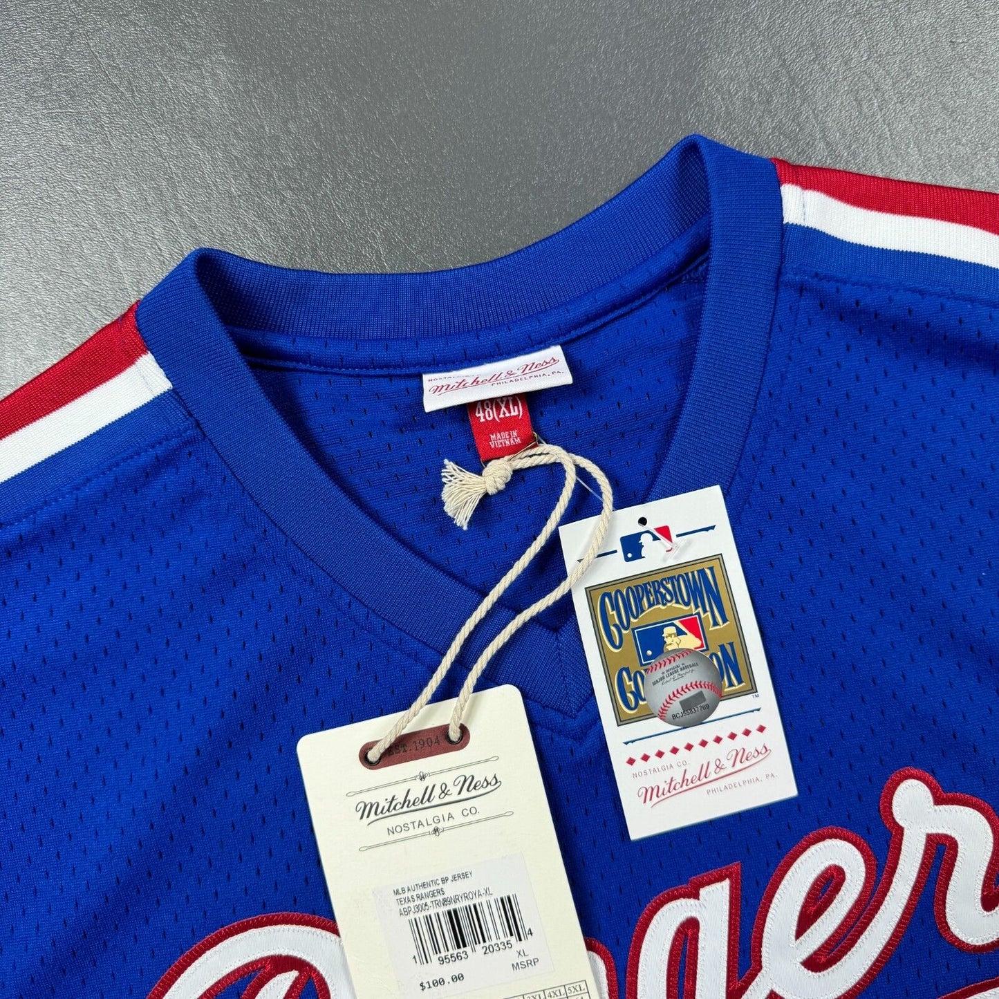 100% Authentic Ryan Nolan Mitchell & Ness 1989 Texas Rangers BP Jersey 48 XL