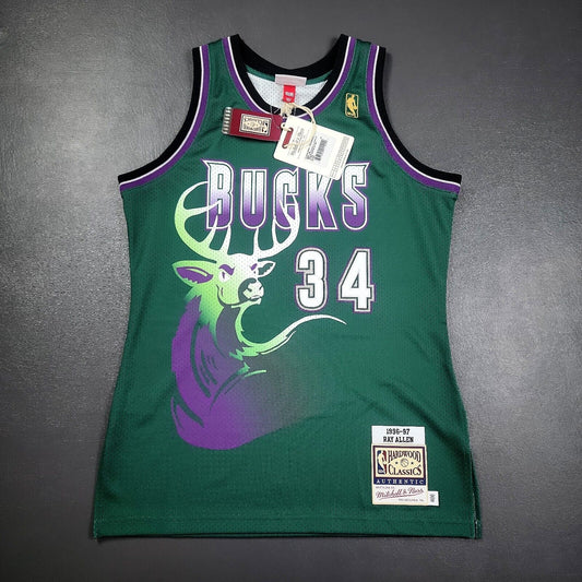 100% Authentic Ray Allen Mitchell & Ness 96 97 Bucks Jersey Size 40 M Mens