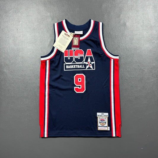 100% Authentic Michael Jordan Mitchell Ness 92 USA Olympic Jersey Youth L 14/16