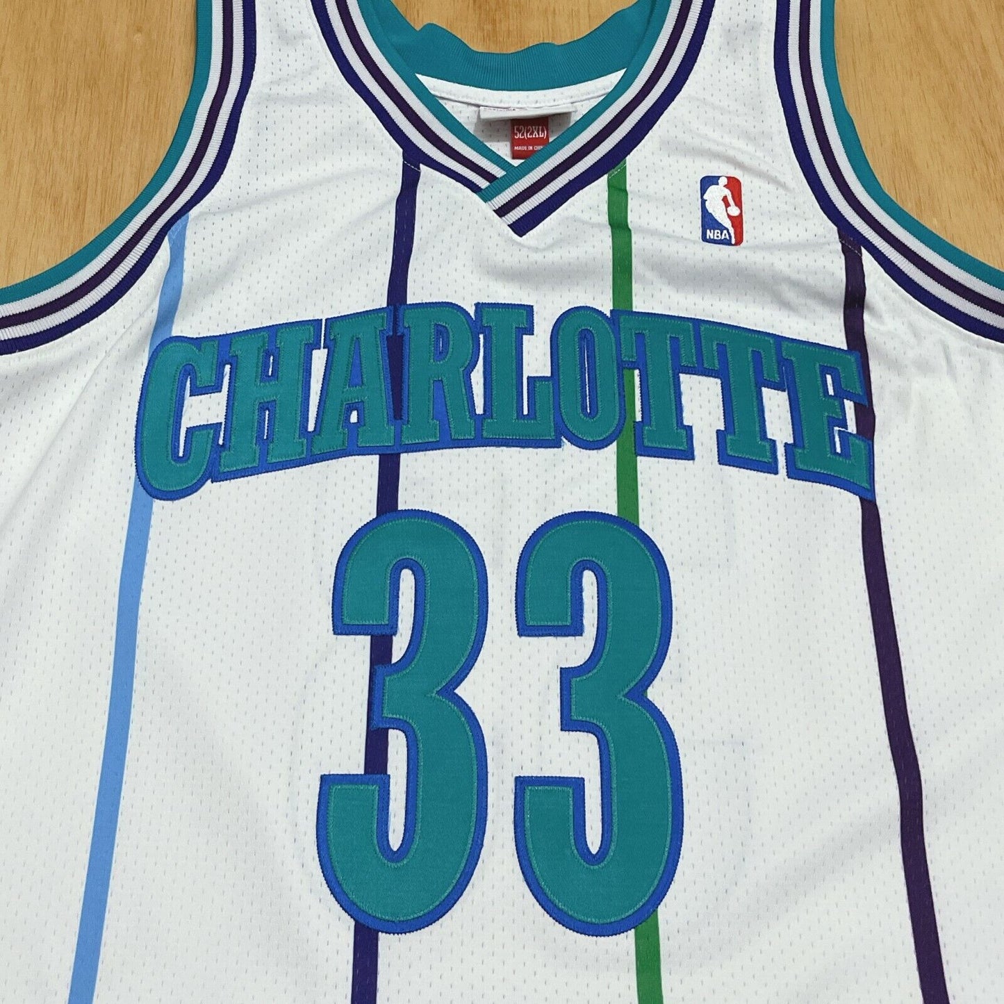100% Authentic Alonzo Mourning Mitchell Ness 92 93 Hornets Jersey Size 42 M L