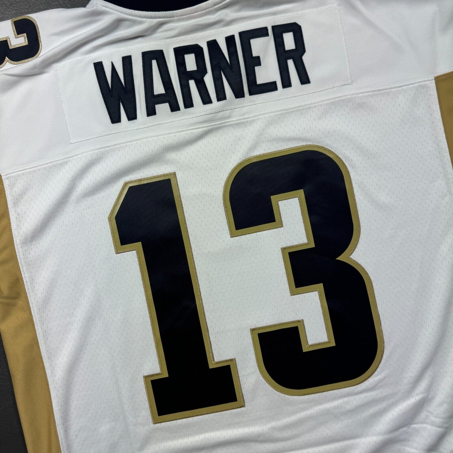 100% Authentic Kurt Warner Mitchell Ness 2001 Rams Legacy Jersey 40 M Mens