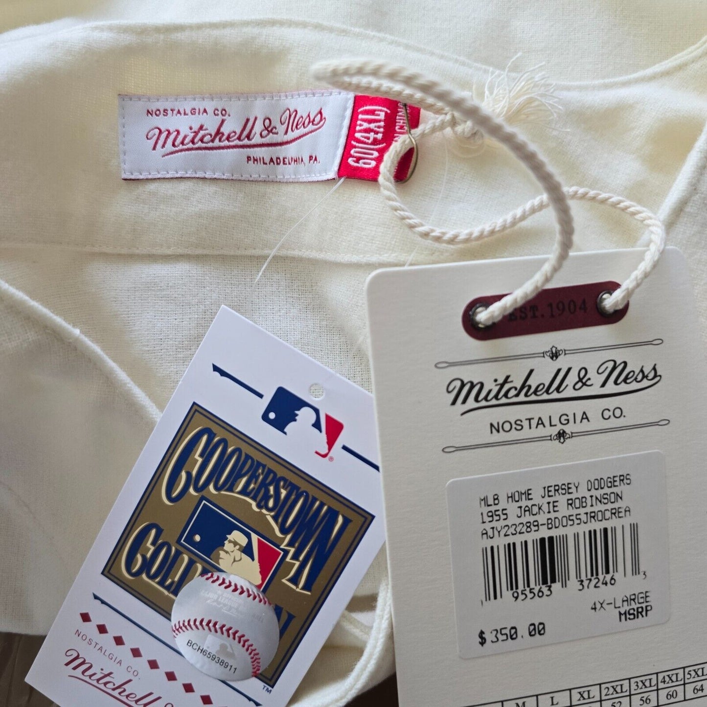 100% Authentic Jackie Robinson Mitchell Ness 1955 Dodgers Jersey Size 60 4XL Men