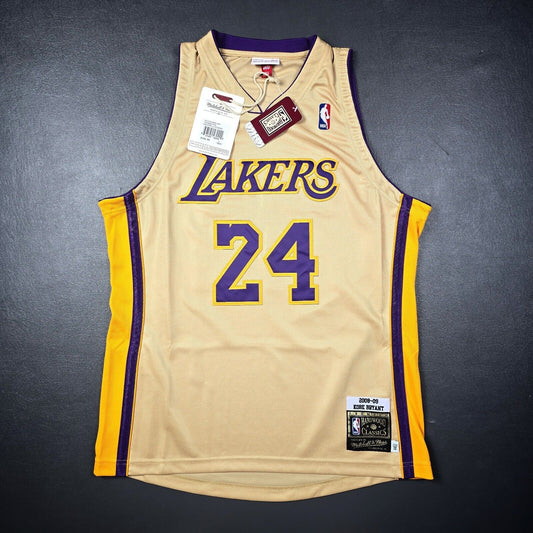 100% Authentic Kobe Bryant Mitchell Ness 08 09 Gold Premium Lakers Jersey 44 L