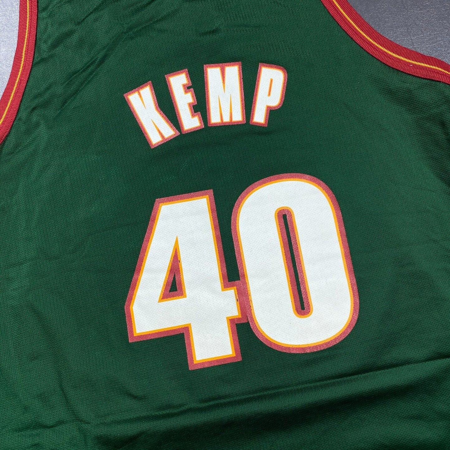 100% Authentic Shawn Kemp Vintage Champion Supersonics Jersey Size 48 L XL Mens